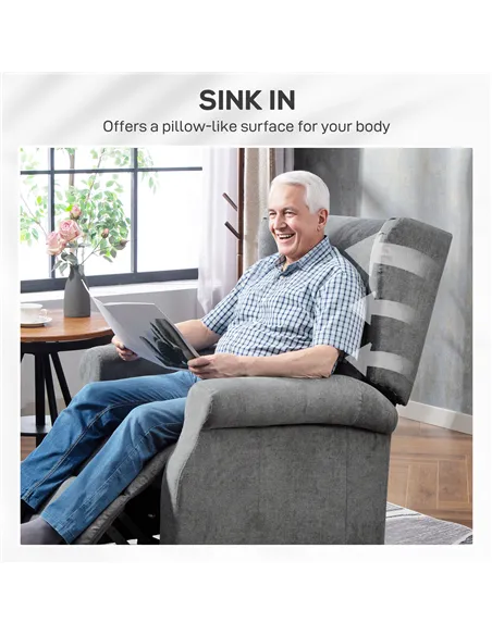 HOMCOM Power Lift Recliner Armchair, Electric Lift Chair for Elderly, Fabric Riser and Reclining Chair with Remote Control, Side