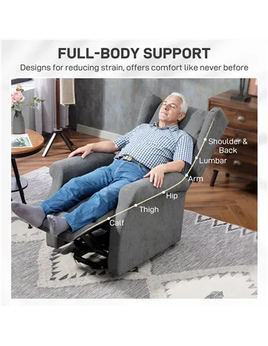 HOMCOM Power Lift Recliner Armchair, Electric Lift Chair for Elderly, Fabric Riser and Reclining Chair with Remote Control, Side