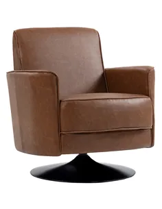 HOMCOM Upholstered Swivel Accent Chair with Thick Padding, Brown