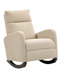 HOMCOM Corduroy Rocking Armchair - Beige