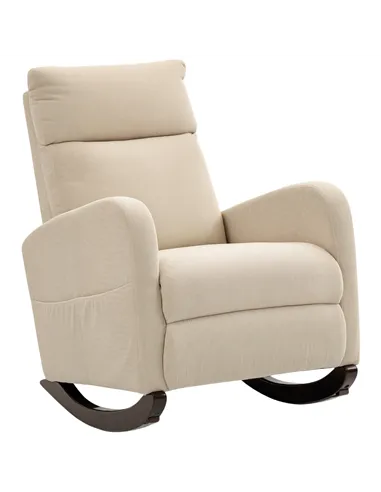 HOMCOM Corduroy Rocking Armchair - Beige