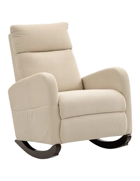 HOMCOM Corduroy Rocking Armchair - Beige