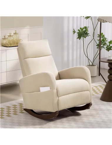 HOMCOM Corduroy Rocking Armchair - Beige