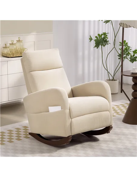 HOMCOM Corduroy Rocking Armchair - Beige