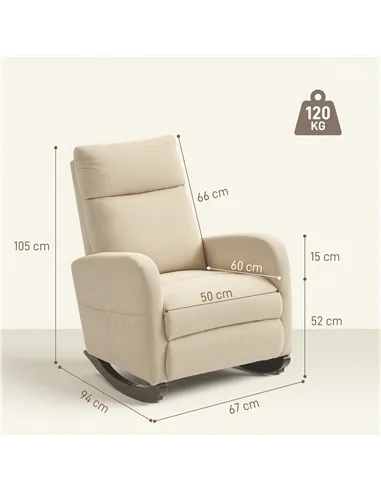 HOMCOM Corduroy Rocking Armchair - Beige