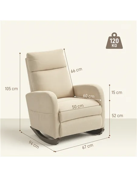 HOMCOM Corduroy Rocking Armchair - Beige