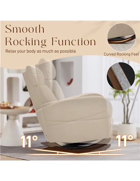 HOMCOM Corduroy Rocking Armchair - Beige