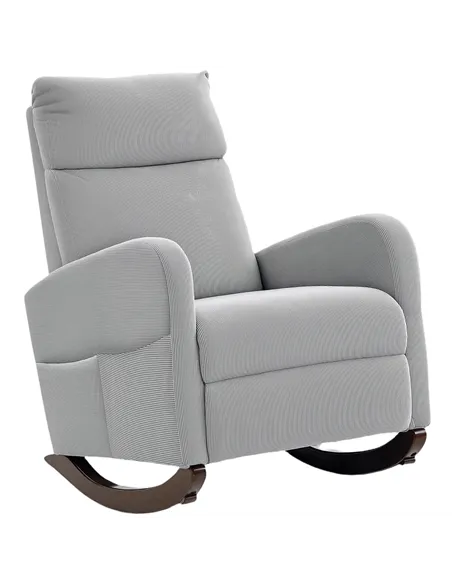 HOMCOM Corduroy Rocking Armchair - Grey