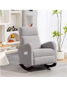 HOMCOM Corduroy Rocking Armchair - Grey 2
