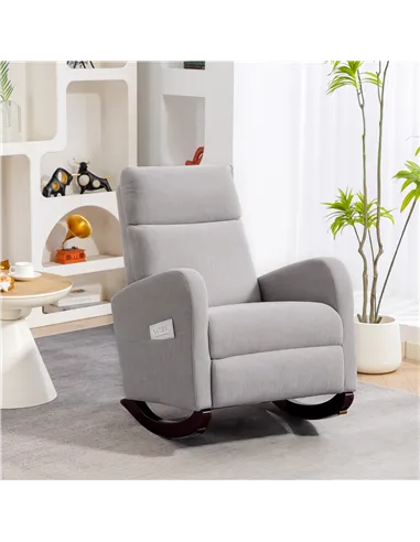 HOMCOM Corduroy Rocking Armchair - Grey