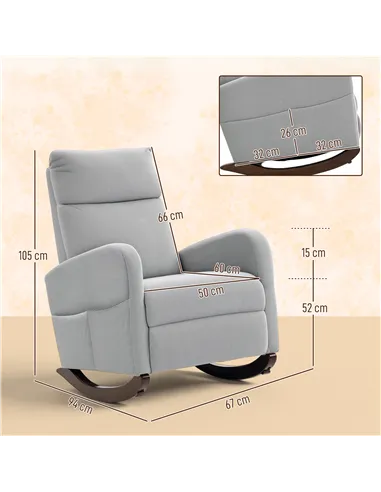 HOMCOM Corduroy Rocking Armchair - Grey