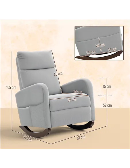 HOMCOM Corduroy Rocking Armchair - Grey