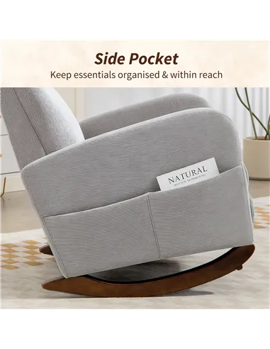 HOMCOM Corduroy Rocking Armchair - Grey