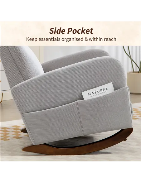 HOMCOM Corduroy Rocking Armchair - Grey
