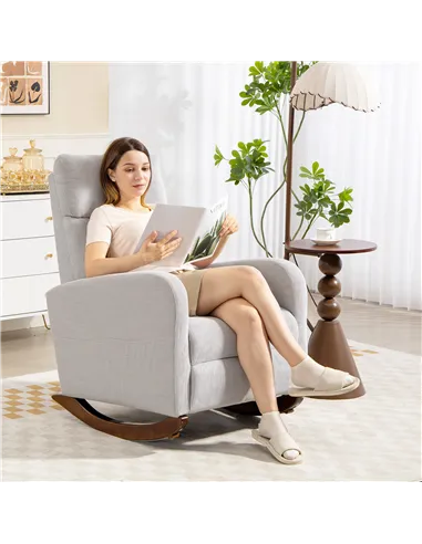 HOMCOM Corduroy Rocking Armchair - Grey