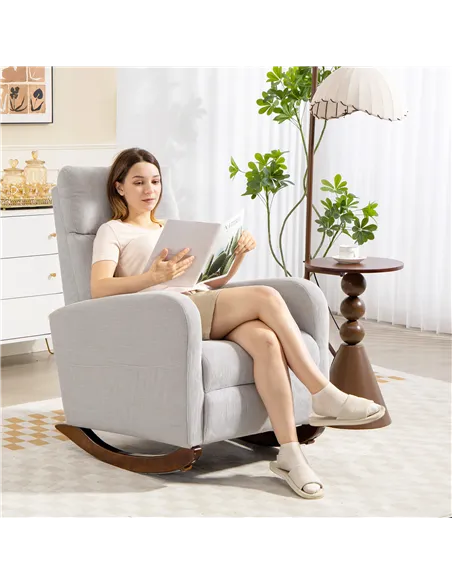 HOMCOM Corduroy Rocking Armchair - Grey