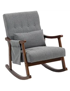 HOMCOM Wood Frame Rocking Accent Chair - Grey