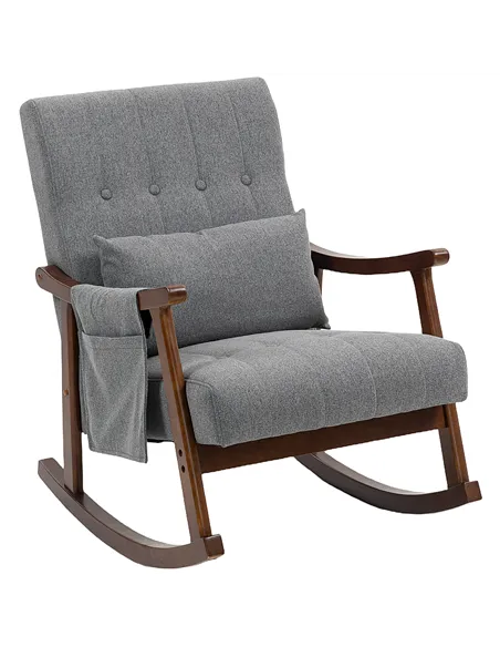 HOMCOM Wood Frame Rocking Accent Chair - Grey