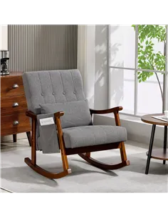 HOMCOM Wood Frame Rocking Accent Chair - Grey 2