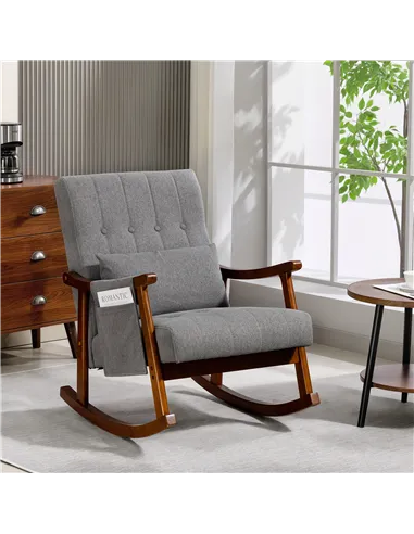 HOMCOM Wood Frame Rocking Accent Chair - Grey