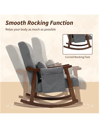 HOMCOM Wood Frame Rocking Accent Chair - Grey