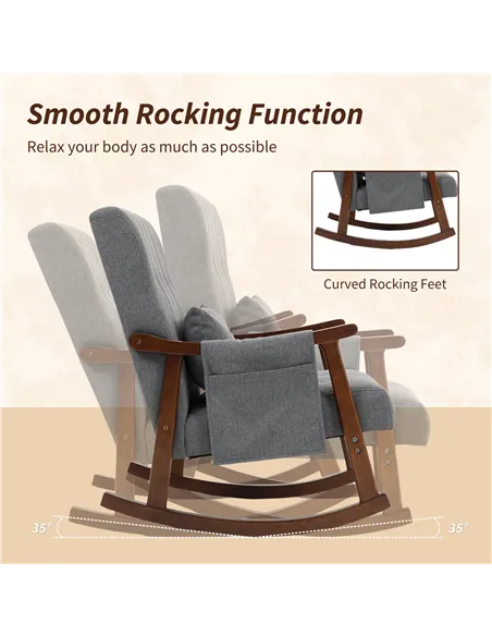 HOMCOM Wood Frame Rocking Accent Chair - Grey