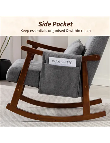 HOMCOM Wood Frame Rocking Accent Chair - Grey