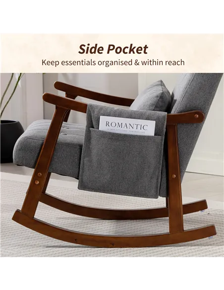 HOMCOM Wood Frame Rocking Accent Chair - Grey