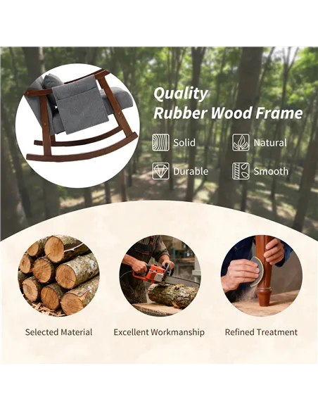 HOMCOM Wood Frame Rocking Accent Chair - Grey