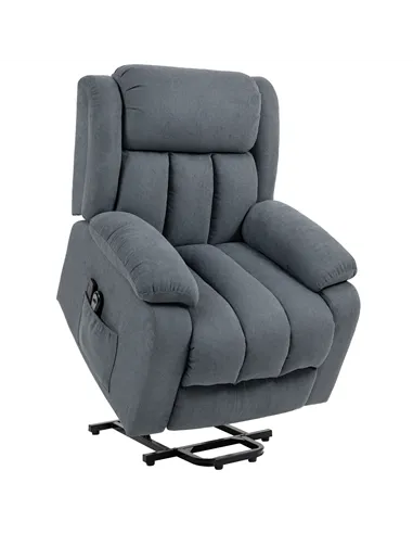 HOMCOM Power Lift Recliner Chair with Massage, Overstuffed Lift Chair for Elderly with Footrest, Remote and Side Pocket, Grey