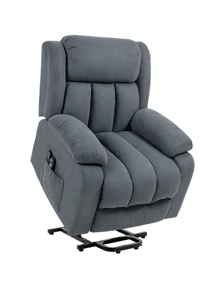 HOMCOM Power Lift Recliner Chair with Massage, Overstuffed Lift Chair for Elderly with Footrest, Remote and Side Pocket, Grey