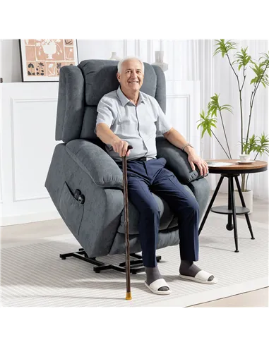 HOMCOM Power Lift Recliner Chair with Massage, Overstuffed Lift Chair for Elderly with Footrest, Remote and Side Pocket, Grey