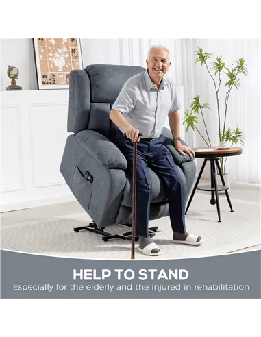 HOMCOM Power Lift Recliner Chair with Massage, Overstuffed Lift Chair for Elderly with Footrest, Remote and Side Pocket, Grey