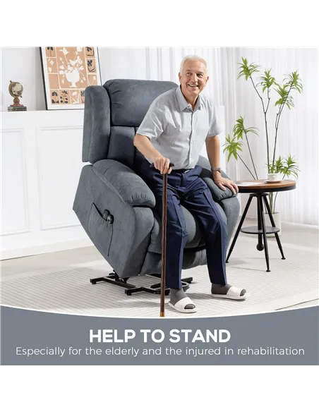 HOMCOM Power Lift Recliner Chair with Massage, Overstuffed Lift Chair for Elderly with Footrest, Remote and Side Pocket, Grey