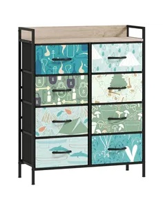 HOMCOM 8-Drawer Chest of Drawers - Blue