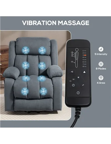 HOMCOM Power Lift Recliner Chair with Massage, Overstuffed Lift Chair for Elderly with Footrest, Remote and Side Pocket, Grey