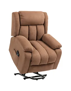 HOMCOM Power Lift Recliner Chair with Massage, Overstuffed Lift Chair for Elderly with Footrest, Remote and Side Pocket, Brown