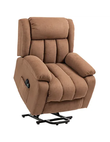 HOMCOM Power Lift Recliner Chair with Massage, Overstuffed Lift Chair for Elderly with Footrest, Remote and Side Pocket, Brown