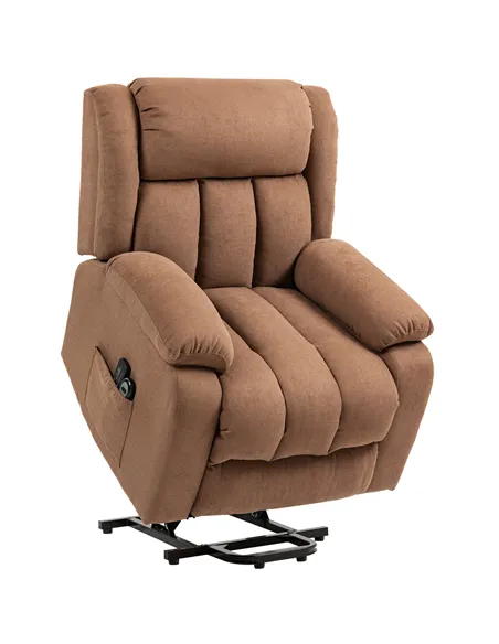 HOMCOM Power Lift Recliner Chair with Massage, Overstuffed Lift Chair for Elderly with Footrest, Remote and Side Pocket, Brown