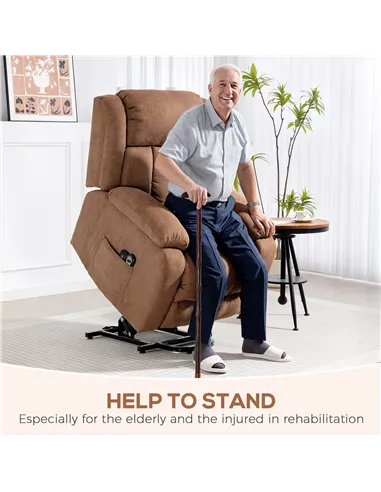 HOMCOM Power Lift Recliner Chair with Massage, Overstuffed Lift Chair for Elderly with Footrest, Remote and Side Pocket, Brown