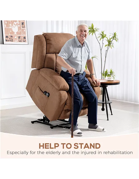 HOMCOM Power Lift Recliner Chair with Massage, Overstuffed Lift Chair for Elderly with Footrest, Remote and Side Pocket, Brown