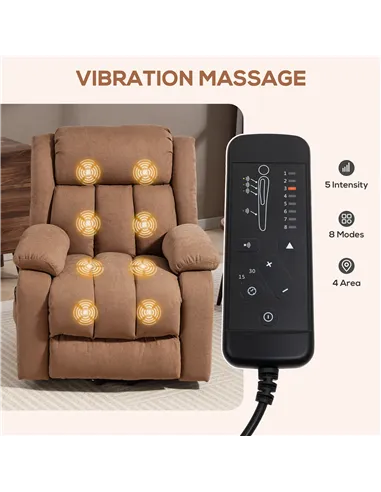 HOMCOM Power Lift Recliner Chair with Massage, Overstuffed Lift Chair for Elderly with Footrest, Remote and Side Pocket, Brown