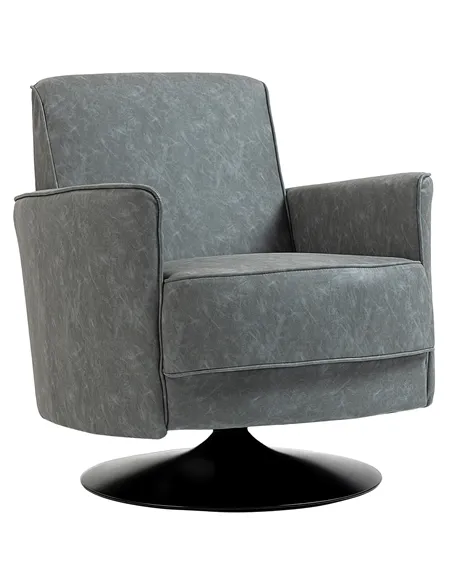 HOMCOM Upholstered Swivel Accent Chair with Thick Padding, Grey