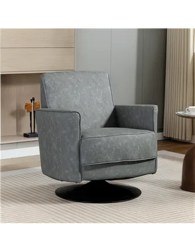 HOMCOM Upholstered Swivel Accent Chair with Thick Padding, Grey