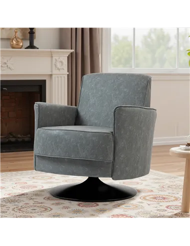 HOMCOM Upholstered Swivel Accent Chair with Thick Padding, Grey