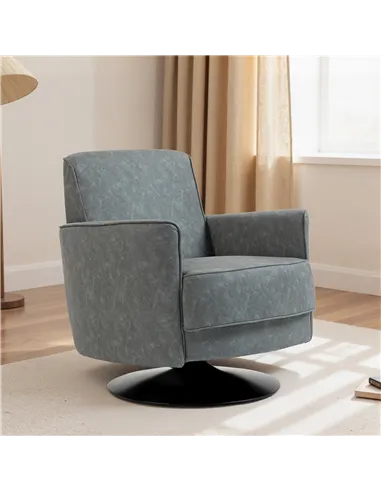 HOMCOM Upholstered Swivel Accent Chair with Thick Padding, Grey