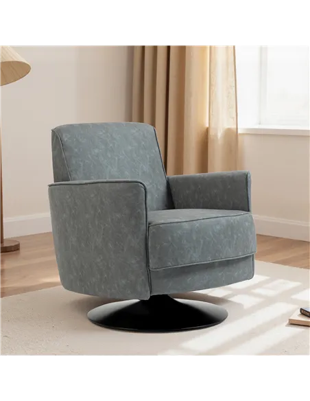 HOMCOM Upholstered Swivel Accent Chair with Thick Padding, Grey