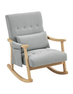 HOMCOM Wood Frame Rocking Accent Chair - Light Grey