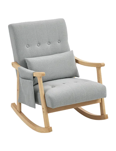 HOMCOM Wood Frame Rocking Accent Chair - Light Grey