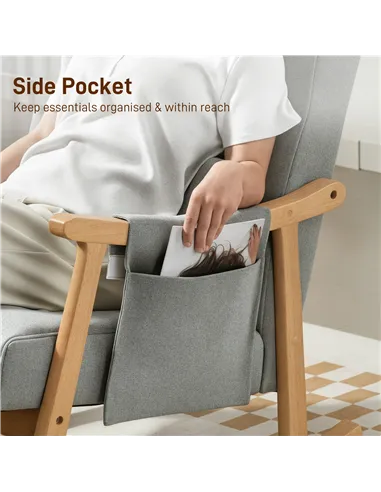 HOMCOM Wood Frame Rocking Accent Chair - Light Grey